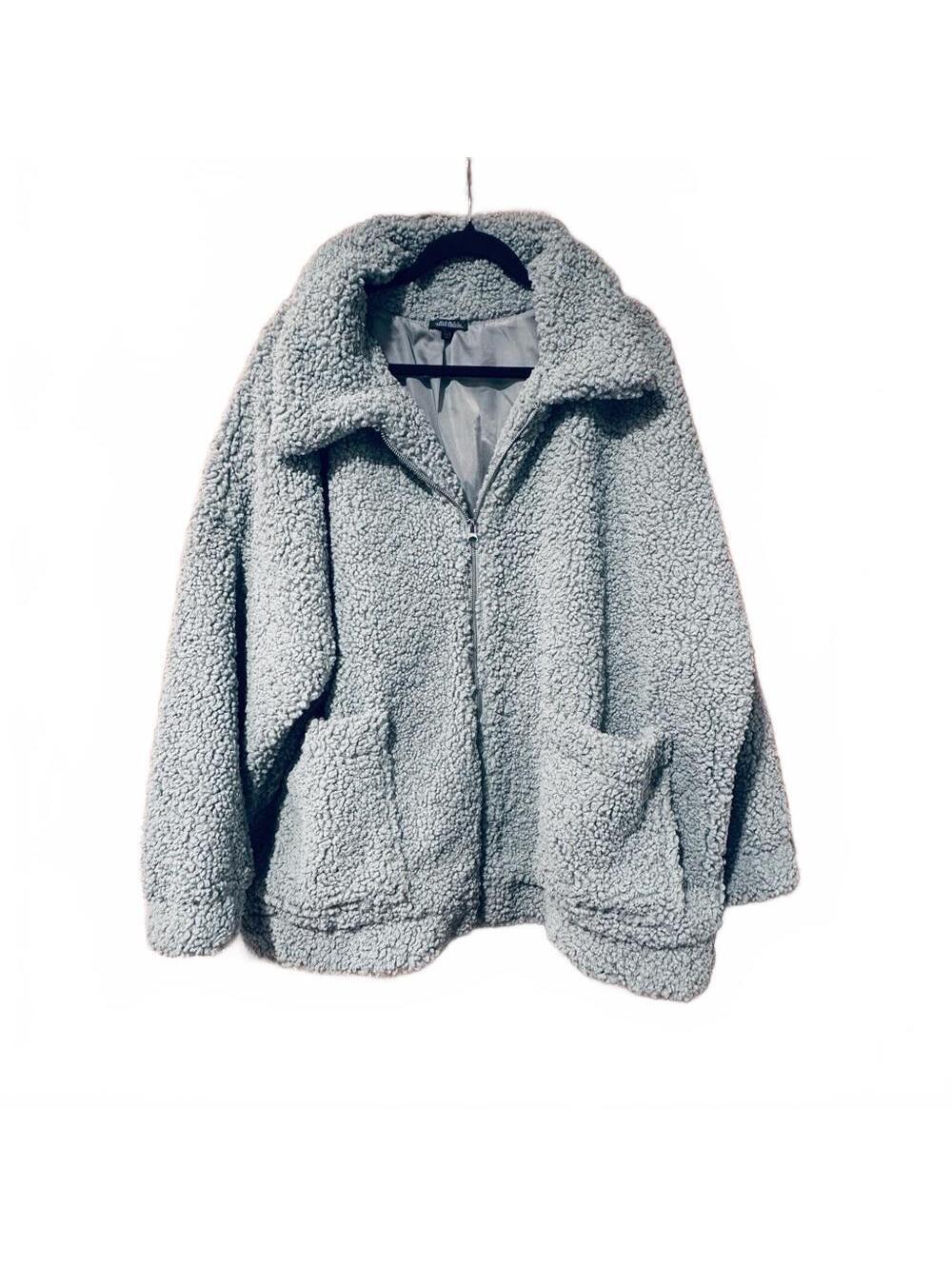 Cozy Sherpa Zip-Up Jacket - Light Seafoam